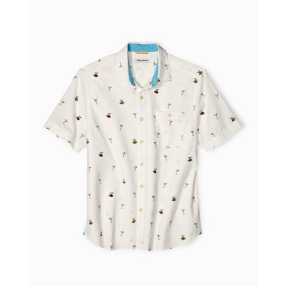Tommy Bahama Men’s Size Large White Mix Master Camp Martini Button Down Shirt - Picture 1 of 9